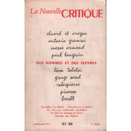 La nouvelle critique n° 87-88