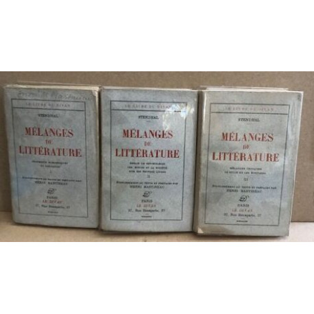 Mélanges de litterature / 3 volumes