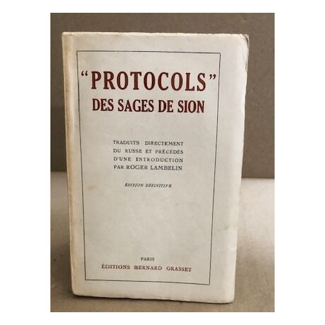 " protocols" des sages de Sion