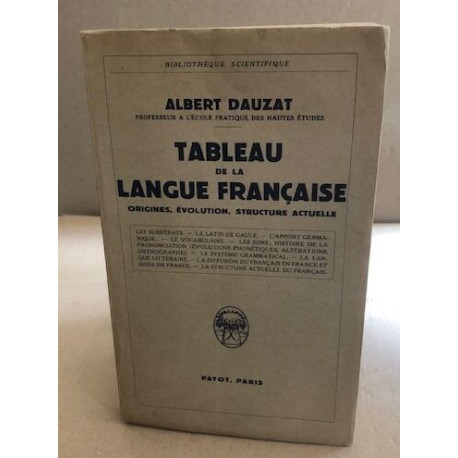 Tableau de la langue française / origines evolution structure actuelle