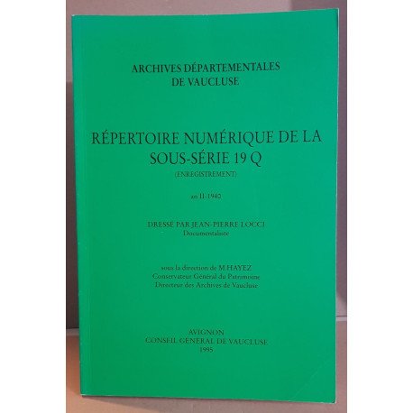 Répertoire numérique de la sous-série 19Q(enregistrement)