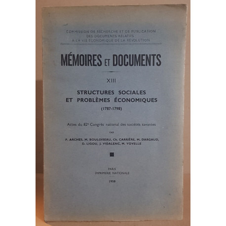 Mémoires et documents - structures sociales et problèmes...