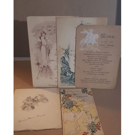 Lot de 5 menus - années 1890