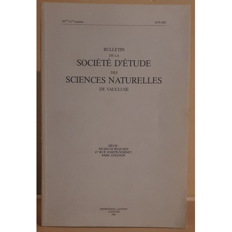 Bulletin de la société d'étude des sciences naturelles de Vaucluse