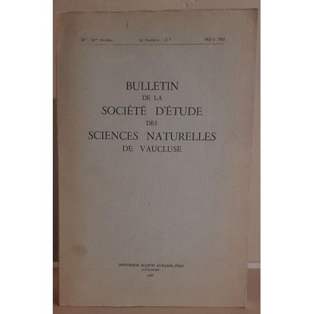 Bulletin de la société d'étude des sciences naturelles de Vaucluse