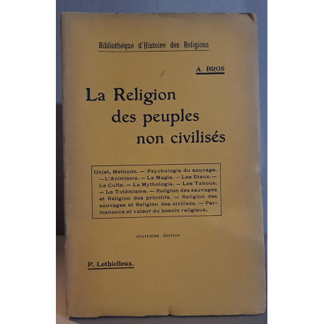 La religion des peuples non civilisés (4° édition)