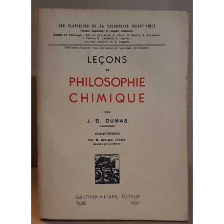 Leçons de philosophie chimique