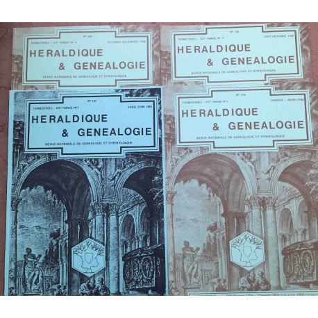 Revues Héraldique et Généalogie / année complète 1988 (sommaires...