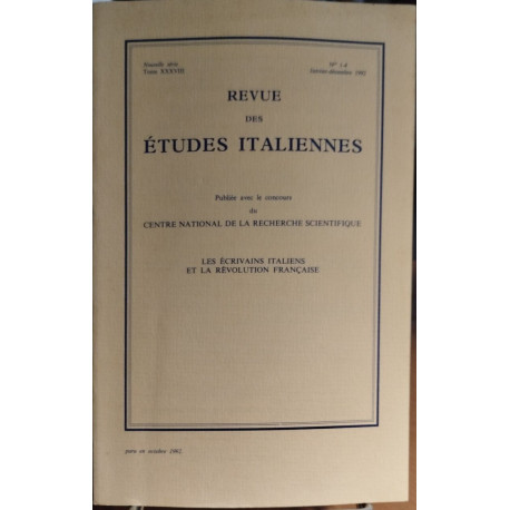 Revue des études italiennes / tome XXXVIII : N° 1-4