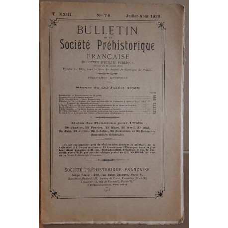 Bulletin de la société préhistorique française - Tome 23 - N°7/ 8