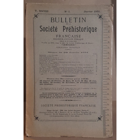 Bulletin de la société préhistorique française - Tome 28 - N°1