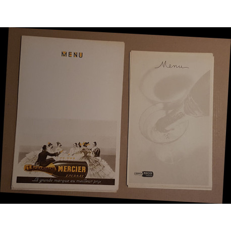 Lot de 14 menus publicitaires - Champagne Mercier (7 de chaque)
